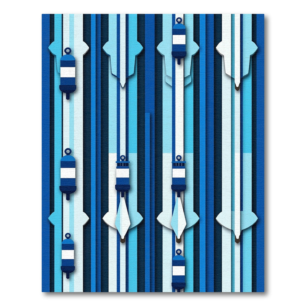 Ocean Blue Nautical Buoy Stripes Rug