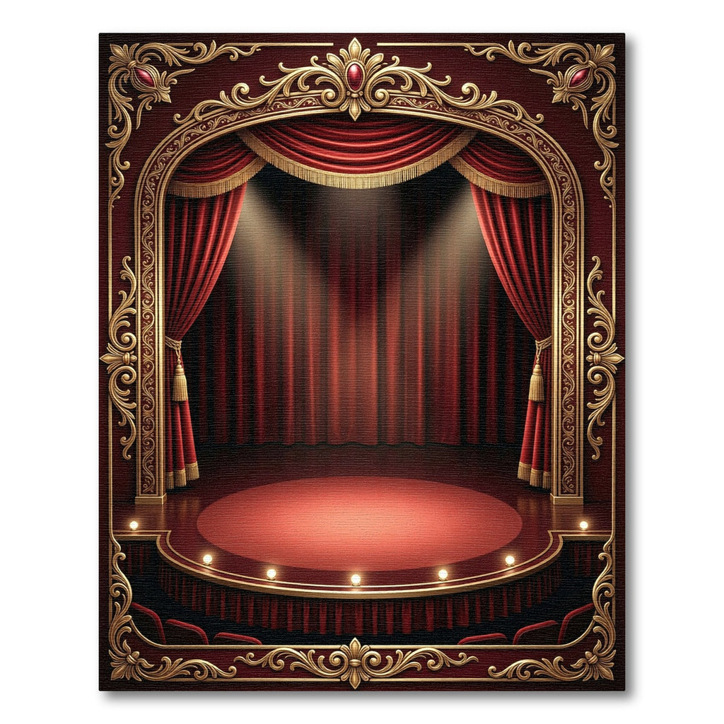 Opulent Crimson Velvet Theater Spotlight Rug