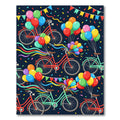 Festive Bicycles and Colorful Balloon Celebration Rug