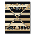 Golden Seashell Starfish Striped Accent Rug