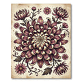 Moody Mauve Chrysanthemum Floral Illustration Rug