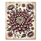 Moody Mauve Chrysanthemum Floral Illustration Rug