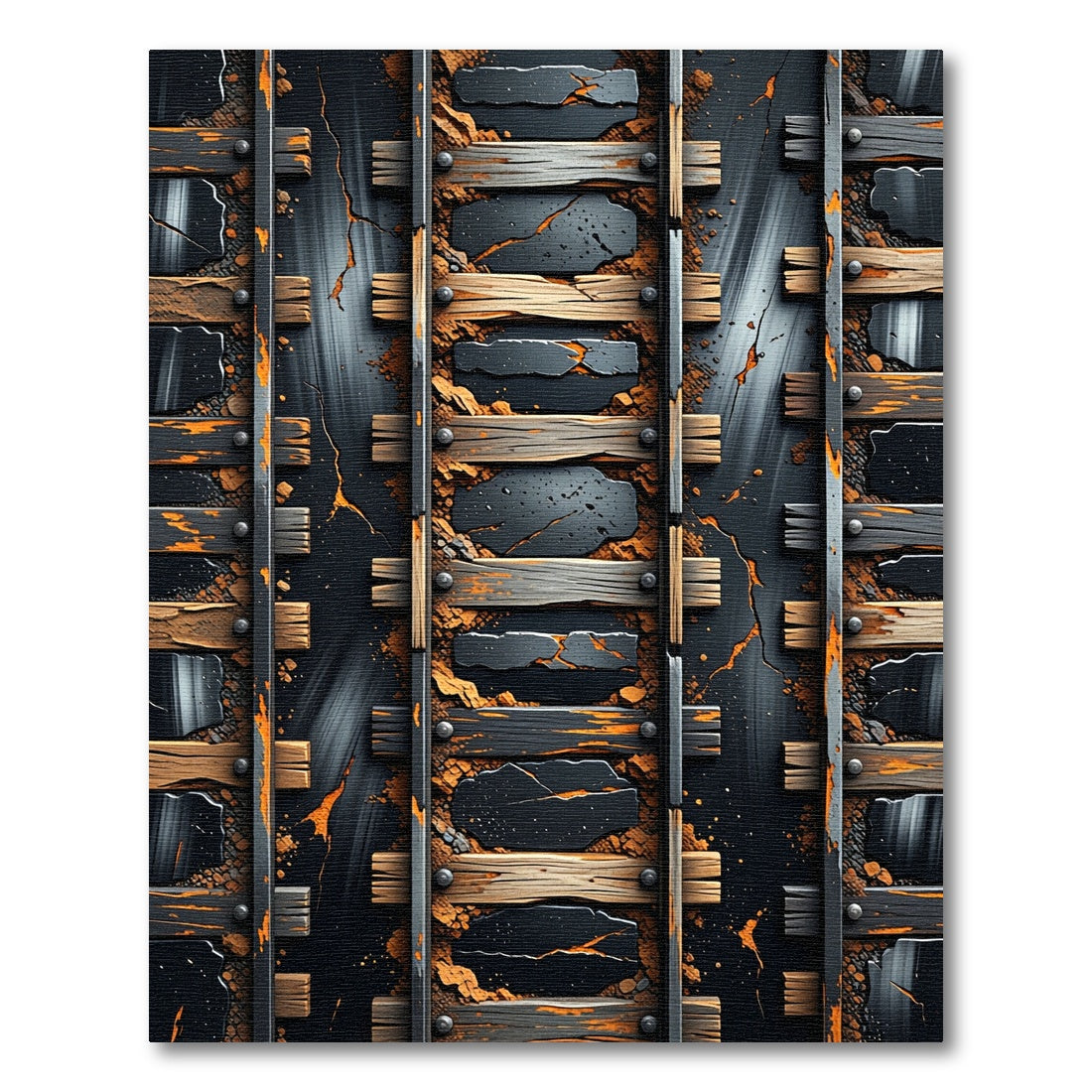 Industrial Steel Wood Grain Tracks Rug
