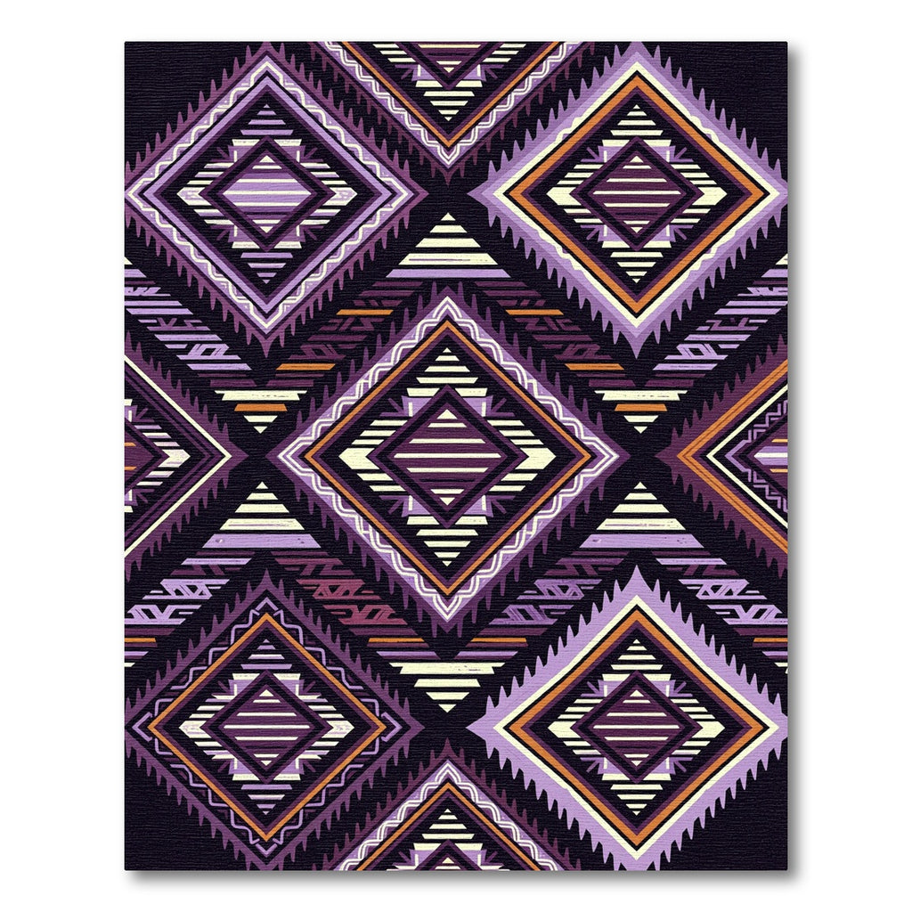 Purple Orange Geometric Diamond Stripe Rug