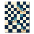Coastal Navy Cream Checkered Shoreline Art Rug