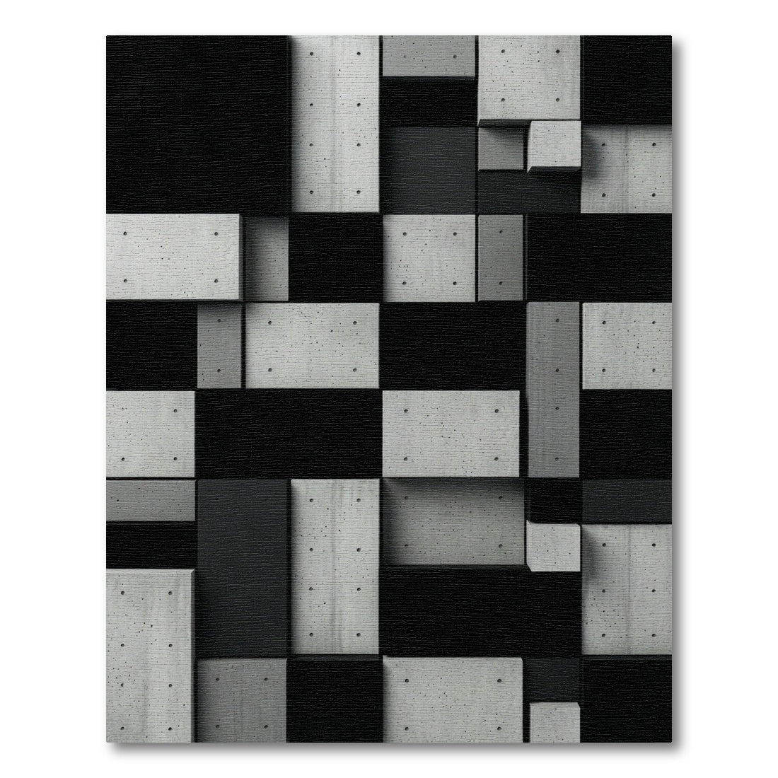 Monochrome Concrete Block Abstract Geometric Wall Rug