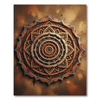 Earthy Bronze Mandala Medallion Circular Rug