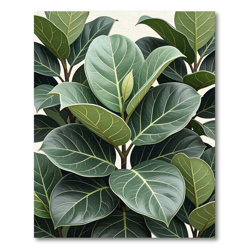 Vibrant Green Leafy Botanical Pattern Rug