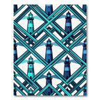 Geometric Teal Lighthouse Lattice Grid Rug