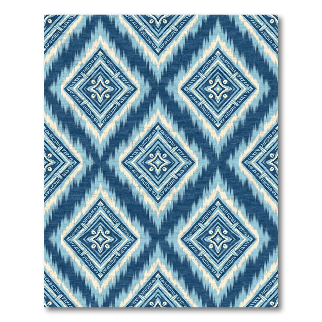 Indigo Blue Ikat Diamond Tile Rug