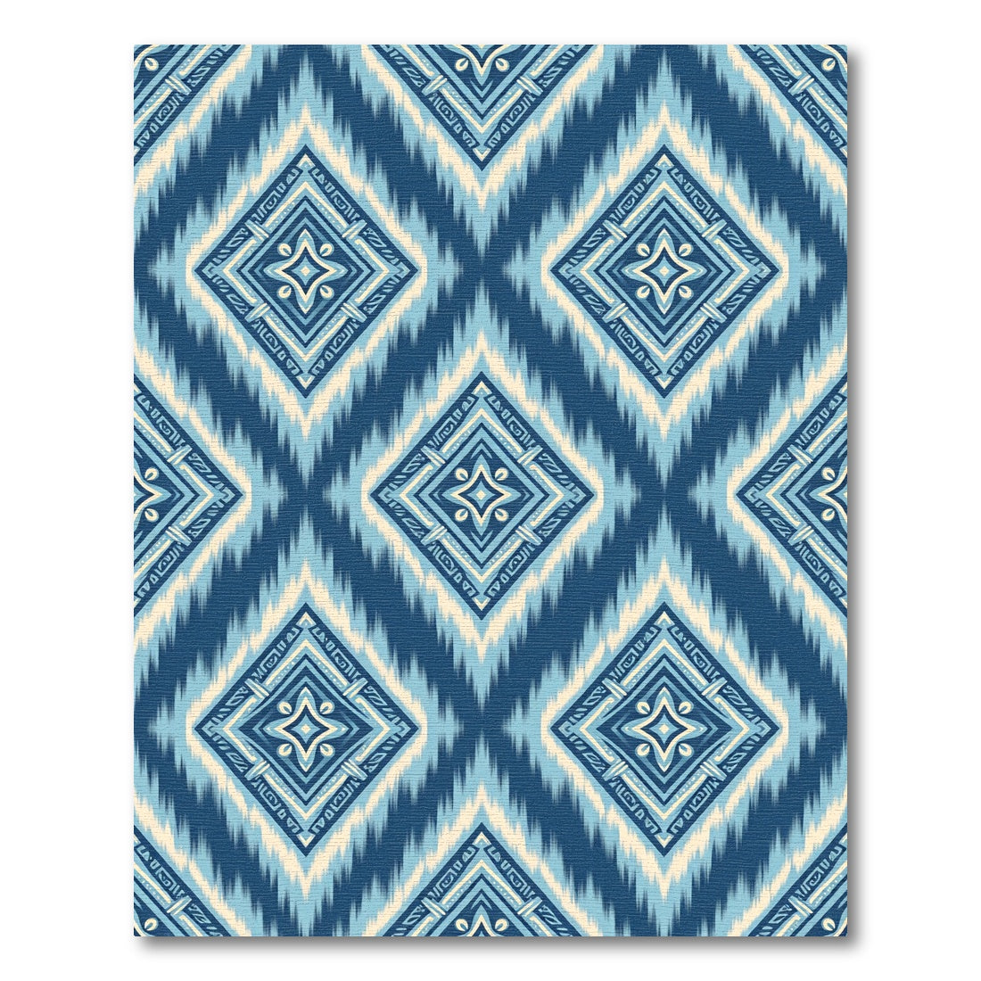 Indigo Blue Ikat Diamond Tile Rug