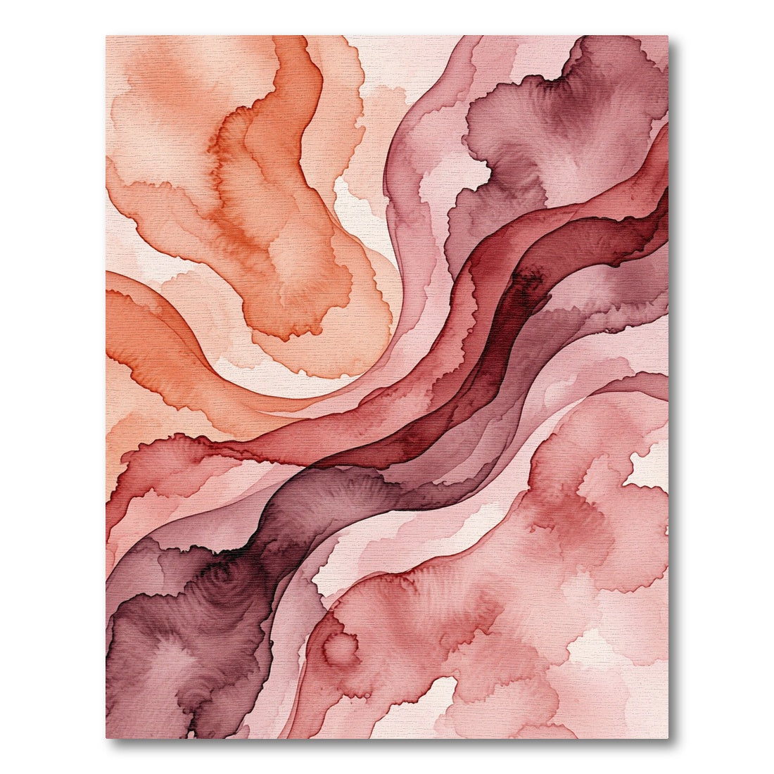 Abstract Amber and Crimson Fluid Wave Rug