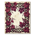 Deep Crimson Grapevine Lattice Border Rug