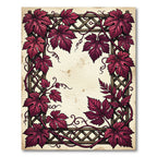 Deep Crimson Grapevine Lattice Border Rug