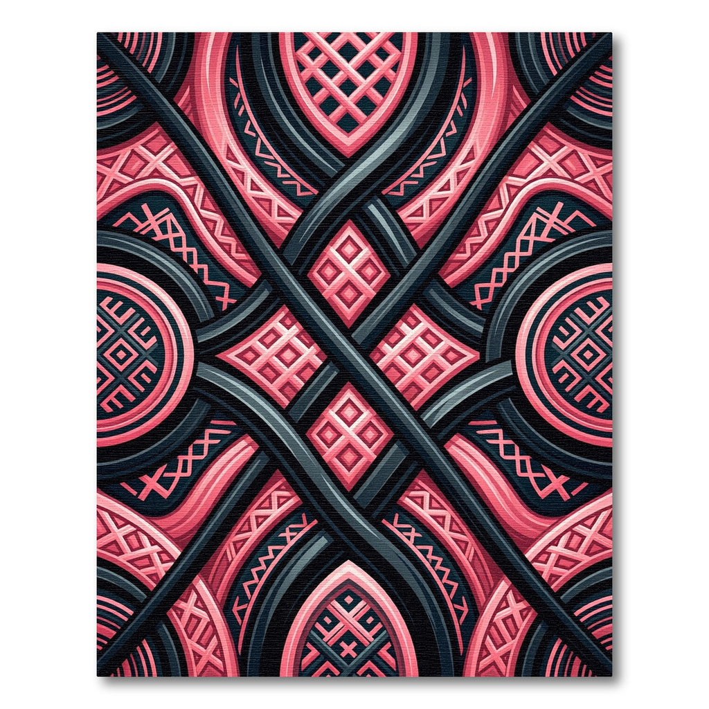 Stellar Pink And Charcoal Lattice Geometric Rug
