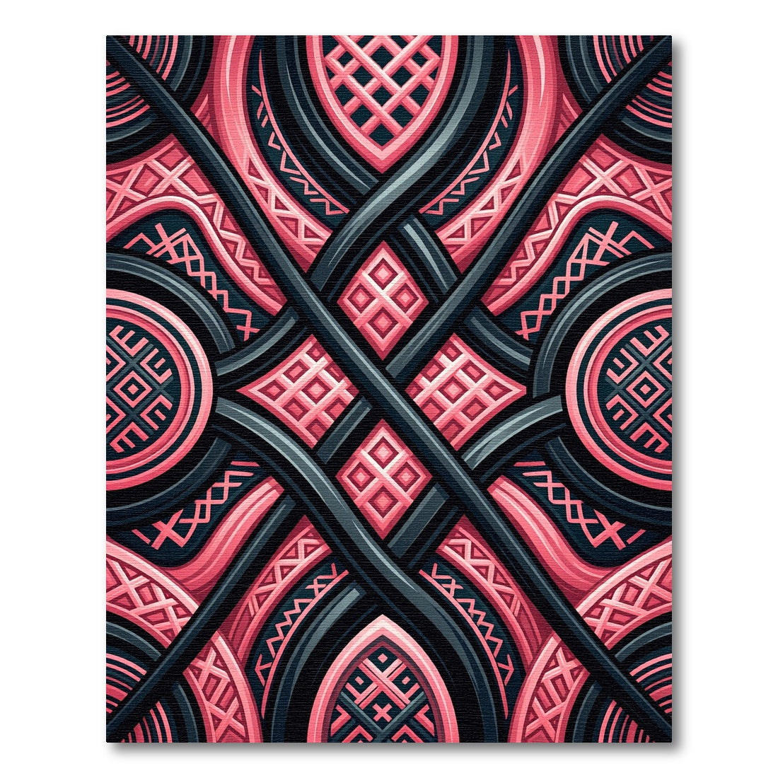 Stellar Pink And Charcoal Lattice Geometric Rug
