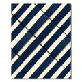 Navy Cream Diagonal Stripe Rug