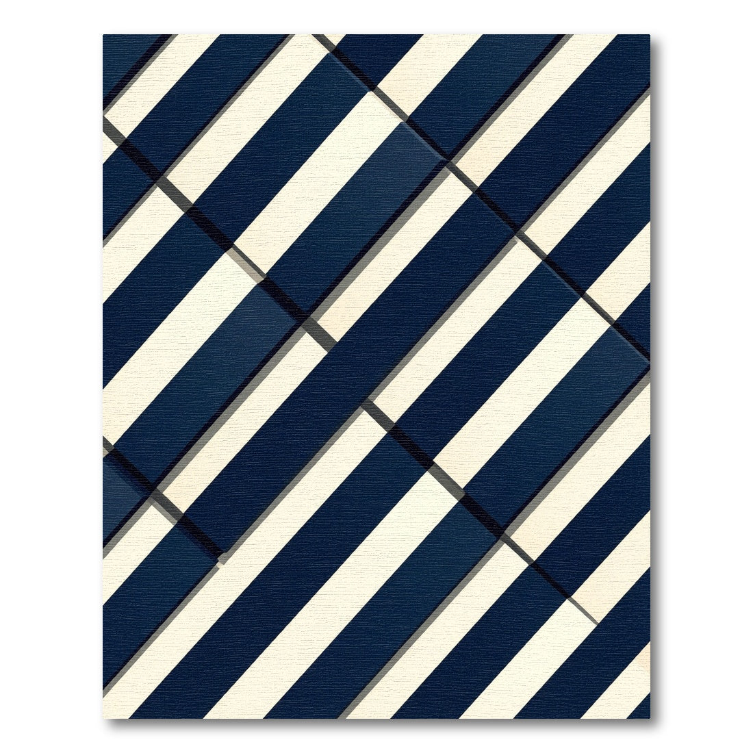 Navy Cream Diagonal Stripe Rug