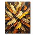Golden Black Abstract Fluid Brushstroke Rug