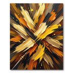 Golden Black Abstract Fluid Brushstroke Rug