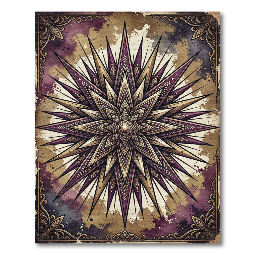 Art Nouveau Starburst Crimson Gold Rug