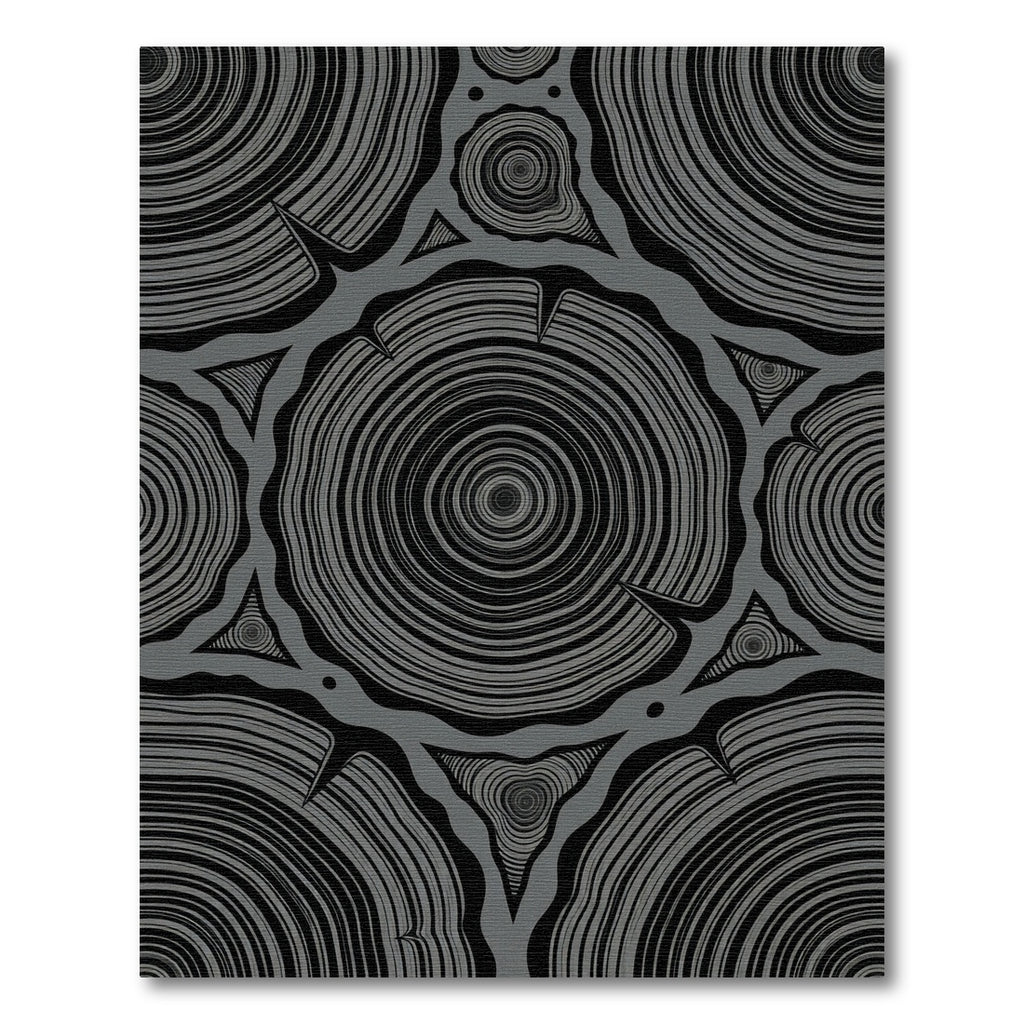 Monochromatic Wood Grain Rings Rug