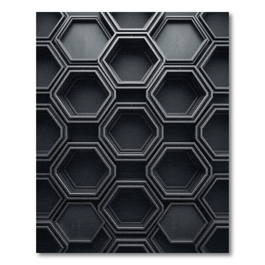 Dark Gray Geometric Hexagon Weave Rug