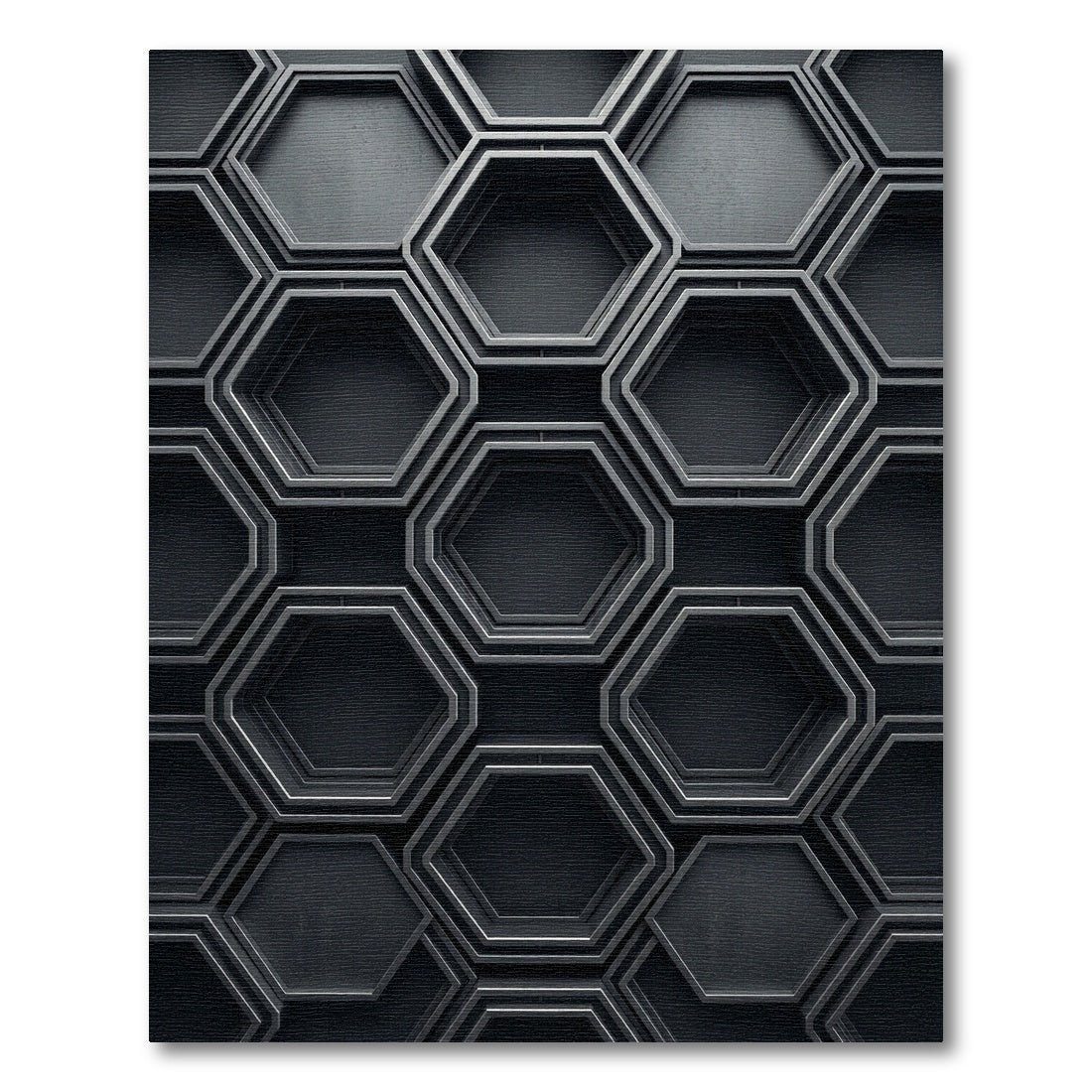Dark Gray Geometric Hexagon Weave Rug
