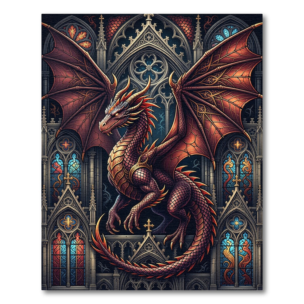 Gothic Crimson Dragon Stained Glass Rug