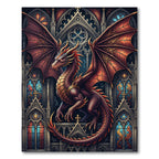 Gothic Crimson Dragon Stained Glass Rug