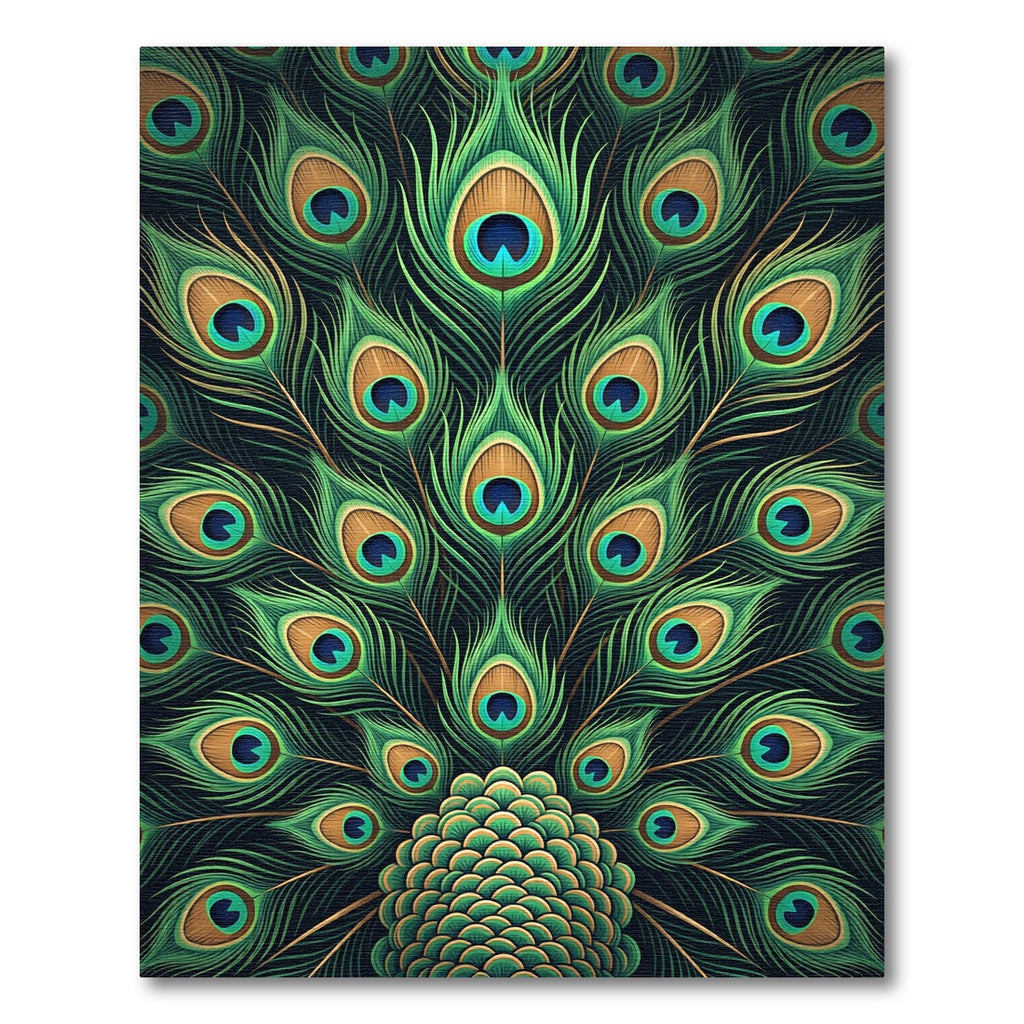 Vibrant Emerald Peacock Feather Fan Rug