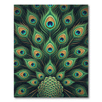 Vibrant Emerald Peacock Feather Fan Rug
