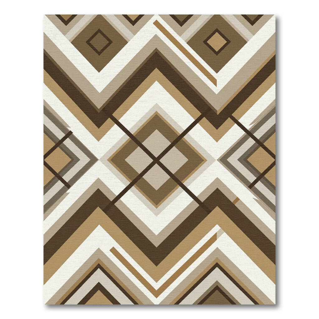 Modern Earthy Neutral Geometric Diamond Rug
