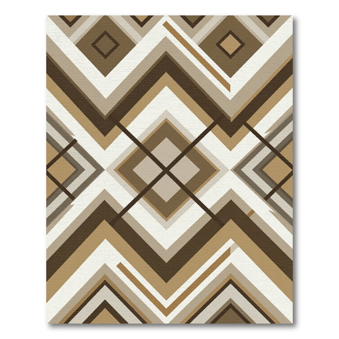Modern Earthy Neutral Geometric Diamond Rug