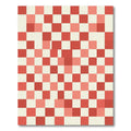 Modern Red and Cream Checkerboard Grid Rug