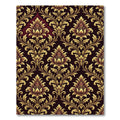 Regal Gold Crimson Damask Scrolling Rug