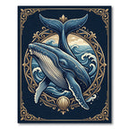 Ornate Humpback Whale Ocean Wave Illustration Rug