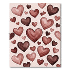 Watercolor Blush and Burgundy Hearts Rug