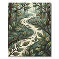 Earthy Forest Path Verdant Leaf Rug