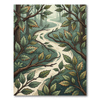 Earthy Forest Path Verdant Leaf Rug