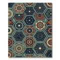 Celestial Geometric Hexagon Teal Copper Rug