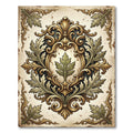 Ornate Golden Foliage Damask Scroll Rug