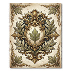 Ornate Golden Foliage Damask Scroll Rug