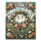 Elegant Floral Wreath with Ribbon Rug