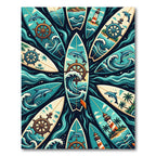 Coastal Nautical Dolphin Lighthouse Wheel Art Rug