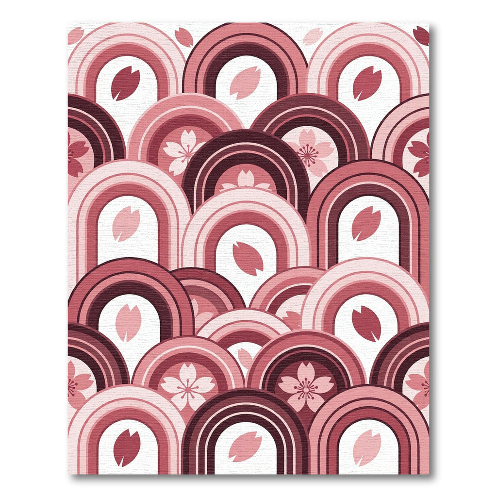 Japanese Cherry Blossom Arched Ombre Rug