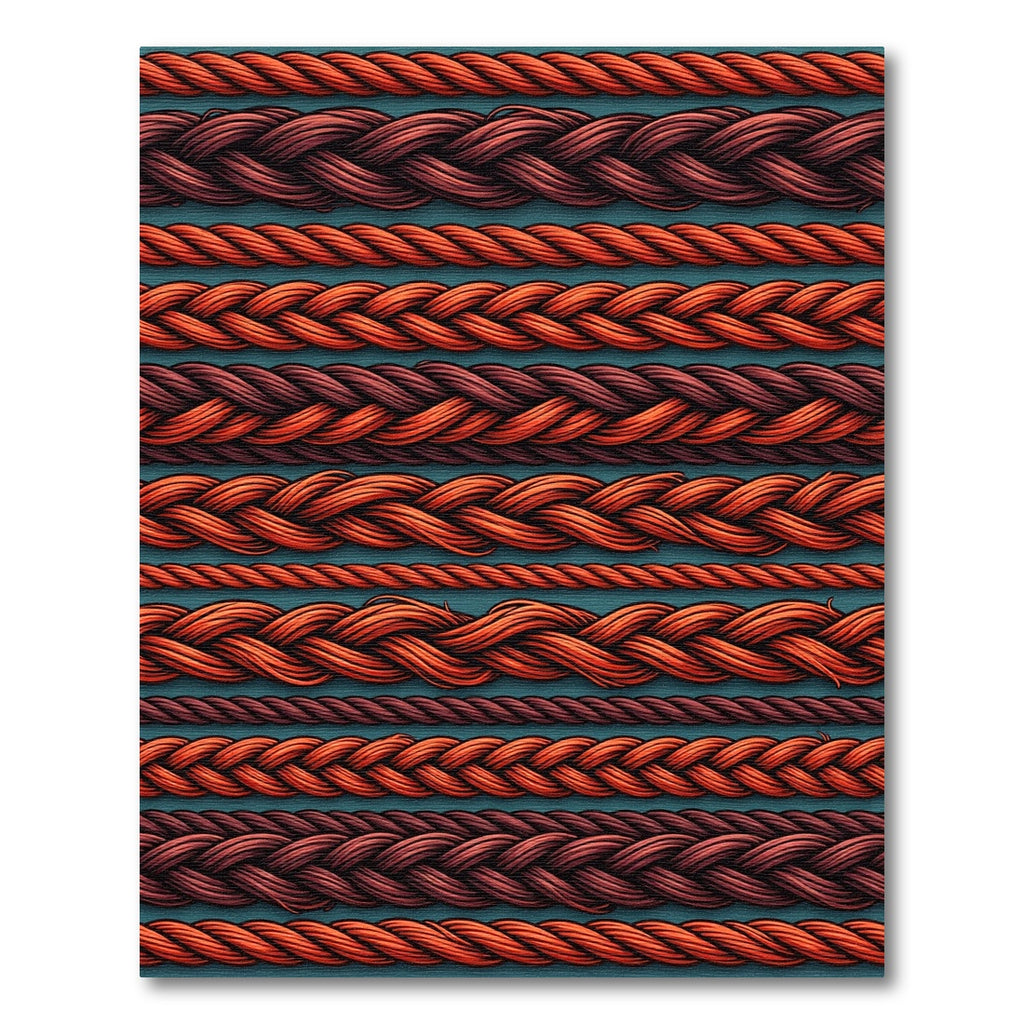 Braided Crimson Orange Rope Stripes Rug