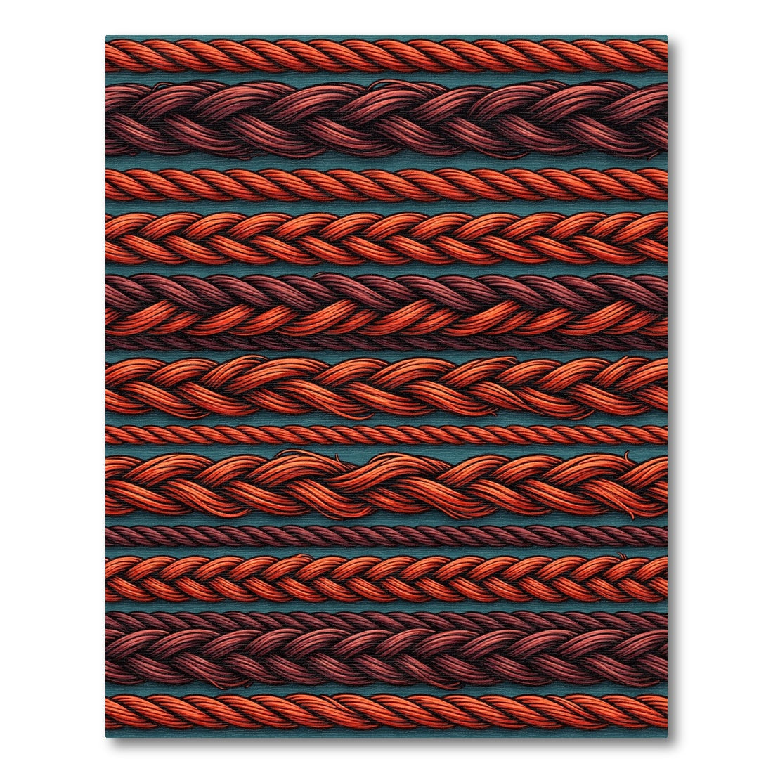 Braided Crimson Orange Rope Stripes Rug