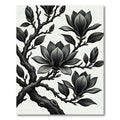Elegant Black Magnolia Branch Botanical Rug