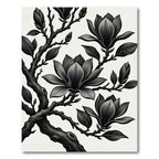 Elegant Black Magnolia Branch Botanical Rug